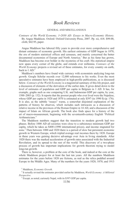 Contours of the World Economy, 1-2030 AD: Essays in Macro-Economic History. by Angus Maddison. Oxford: Oxford University Press