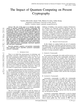 The Impact of Quantum Computing on Present Cryptography