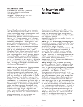 An Interview with Tristan Murail