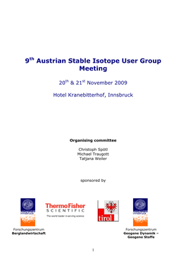 9 Austrian Stable Isotope User Group Meeting