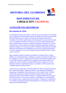 Historia Del Glorioso Movimiento De Liberación Nacional