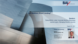 BAI-Webinar„Direct Lending