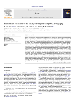 Illumination Conditions of the Lunar Polar Regions Using LOLA Topography ⇑ E