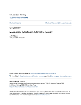 Masquerade Detection in Automotive Security