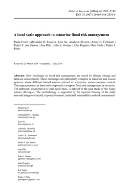 A Local-Scale Approach to Estuarine Flood Risk a Local-Scale Approach to Estuarine Flood Risk Management