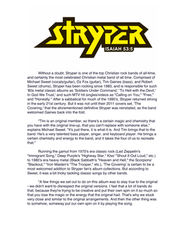 Without a Doubt, Stryper Is One of the Top Christian Rock Bands of All-Time, and Certainly the Most Celebrated Christian Metal Band of All Time