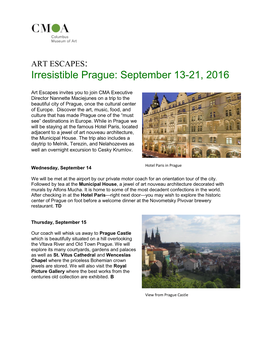 Irresistible Prague: September 13-21, 2016