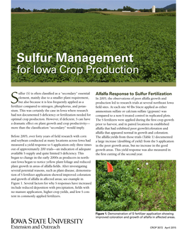 Sulfur Management for Iowa Crop Production