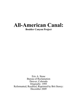 American Canal, Boulder Canyon Project