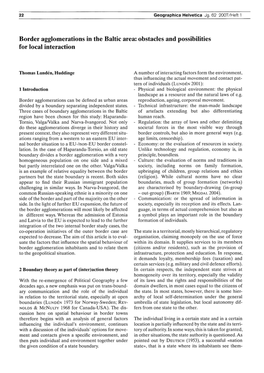 Border Agglomerations in the Baltic Area: Obstacles and Possibilities for Local Interaction