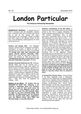 November 2014 ------London Particular the Dickens Fellowship Newsletter ______