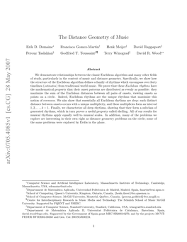 The Distance Geometry of Music