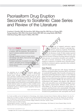 Psoriasiform Drug Eruption Secondary to Sorafenib: Case Series and Review of the Literature