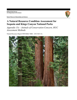 A Natural Resource Condition Assessment for Sequoia and Kings Canyon National Parks Appendix 15C - Animals of Conservation Concern, HUC Assessment Methods