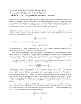 The Quantum Adiabatic Theorem