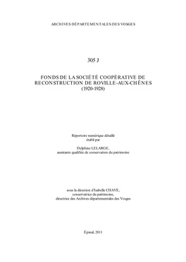 Fonds De La Société Coopérative De Reconstruction De Roville-Aux-Chênes (1920-1928)