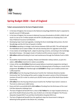 Spring Budget 2020 – East of England