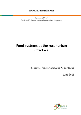 Food Systems at the Rural-Urban Interface
