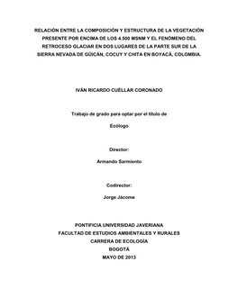 Relación Entre La Composición Y Estructura De La Vegetación