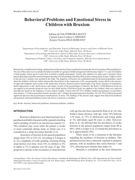 Behavioral Problems and Emotional Stress in Children with Bruxism