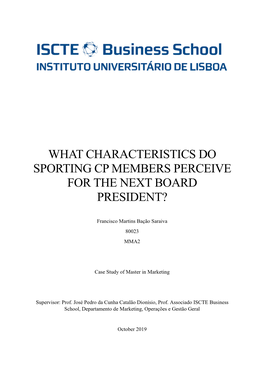 What Characteristics Do Sporting Cp Members Perceive for the Next Board President?