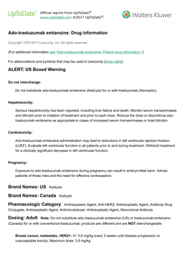 Ado-Trastuzumab Emtansine: Drug Information