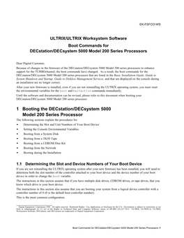 1 Booting the Decstation/Decsystem 5000 Model 200 Series Processor