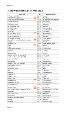 Tj Media/ Ziller English Hit Pack Vol