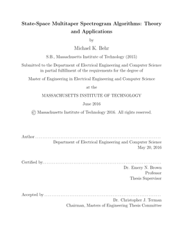 State-Space Multitaper Spectrogram Algorithms: Theory and Applications