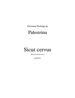 Palestrina: Sicut Cervus