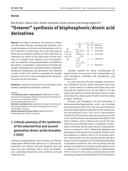 Synthesis of Bisphosphonic/Dronic Acid Derivatives