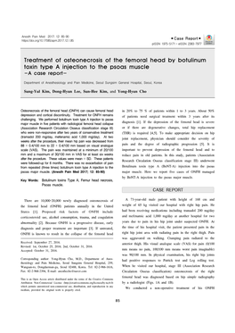 Treatment of Osteonecrosis of the Femoral Head by Botulinum Toxin Type a Injection to the Psoas Muscle -A Case Report