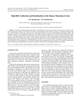 High-REE Gabbroids and Hornblendites of the Ilmeny Mountains (Urals)