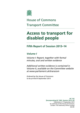 Access to Transport for Disabled People