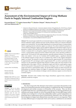 Assessment of the Environmental Impact of Using Methane Fuels to Supply Internal Combustion Engines
