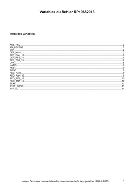 Variables Du Fichier RP19682013