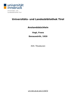 Universitäts- Und Landesbibliothek Tirol