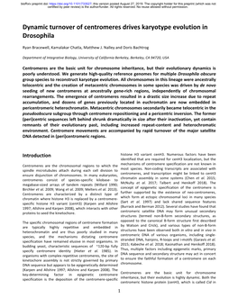 Dynamic Turnover of Centromeres Drives Karyotype Evolution in Drosophila