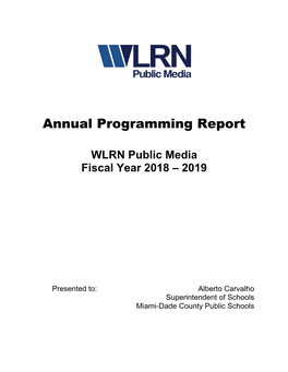 Annual Programming Report
