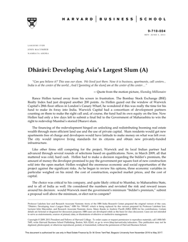 Dhārāvi: Developing Asia's Largest Slum