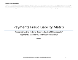 Payments Fraud Liability Matrix