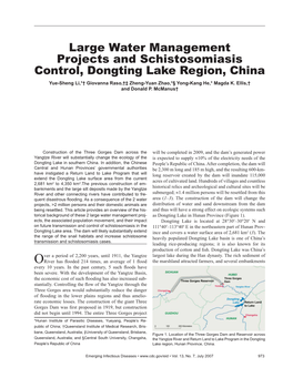 Large Water Management Projects and Schistosomiasis Control, Dongting Lake Region, China Yue-Sheng Li,*† Giovanna Raso,†‡ Zheng-Yuan Zhao,*§ Yong-Kang He,* Magda K