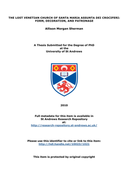 Allison M. Sherman Phd Thesis