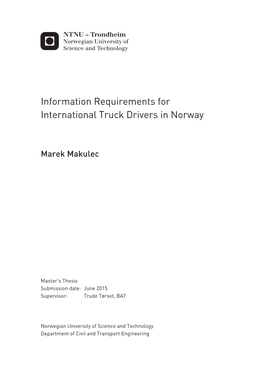 Information Requirements for International Truck Drivers in Norway