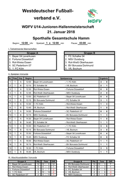 U 14-Junioren HMS 2018, Spielplan (Vereine)