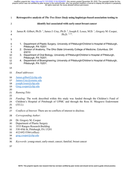 Retrospective Analysis of the Two Sister Study Using Haplotype-Based Association Testing To