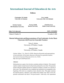 Musical Self-Portraits and Representations of Non/Conformity: in the Music Classroom with Preservice Generalist Teachers