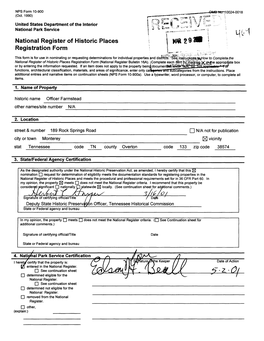 Mt"T National Register of Historic Places Registration Form ? • N J4 A(