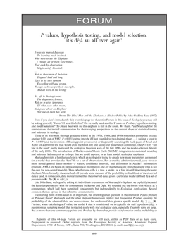 P Values, Hypothesis Testing, and Model Selection: It’S De´Ja` Vu All Over Again1