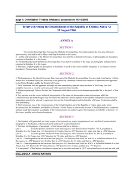 Treaty Concerning the Establishment of the Republic of Cyprus (Annex A) 19 August 1960